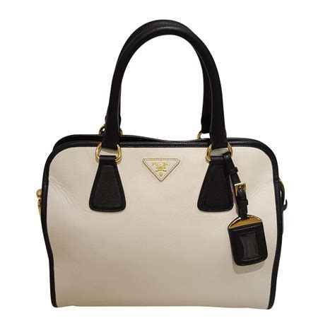 prada black and white handbag